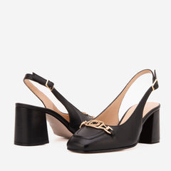 The Potomac Black Slingback Leather Sandal All New