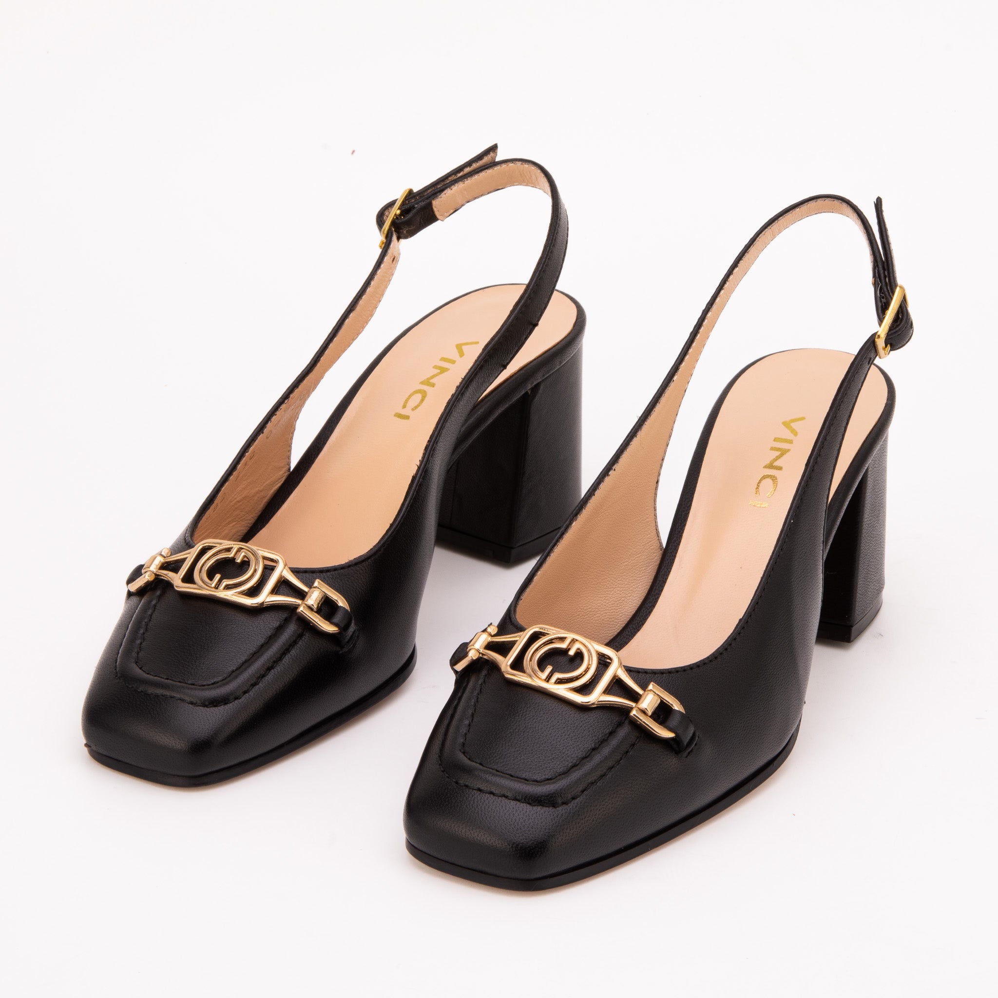 The Potomac Black Slingback Leather Sandal All New