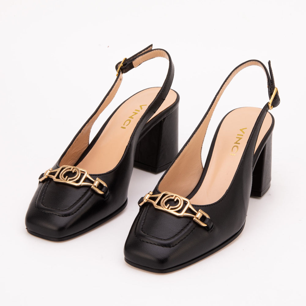 The Potomac Black Slingback Leather Sandal All New