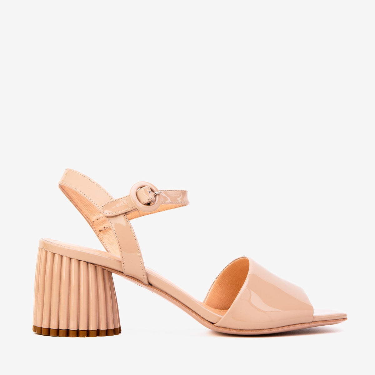 The Bamba Cream Patent Leather Sandal Fine Craftsmanship