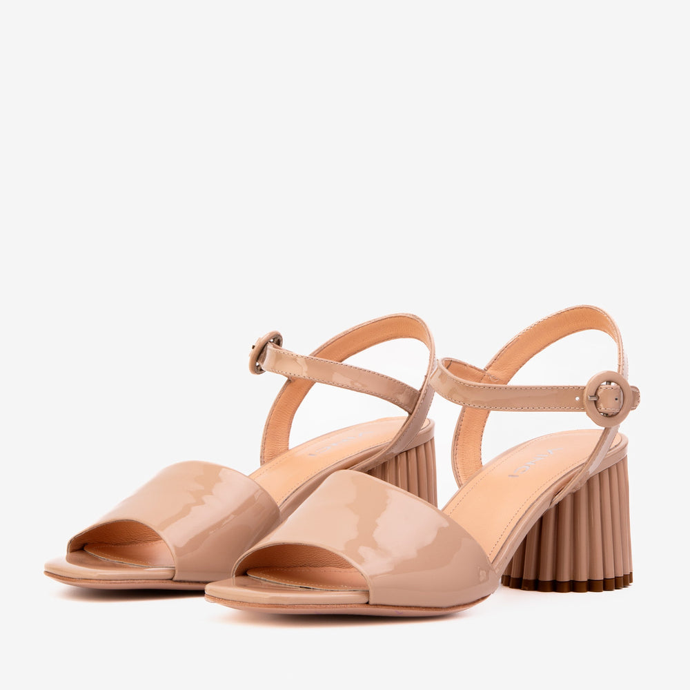 The Bamba Cream Patent Leather Sandal Fine Craftsmanship