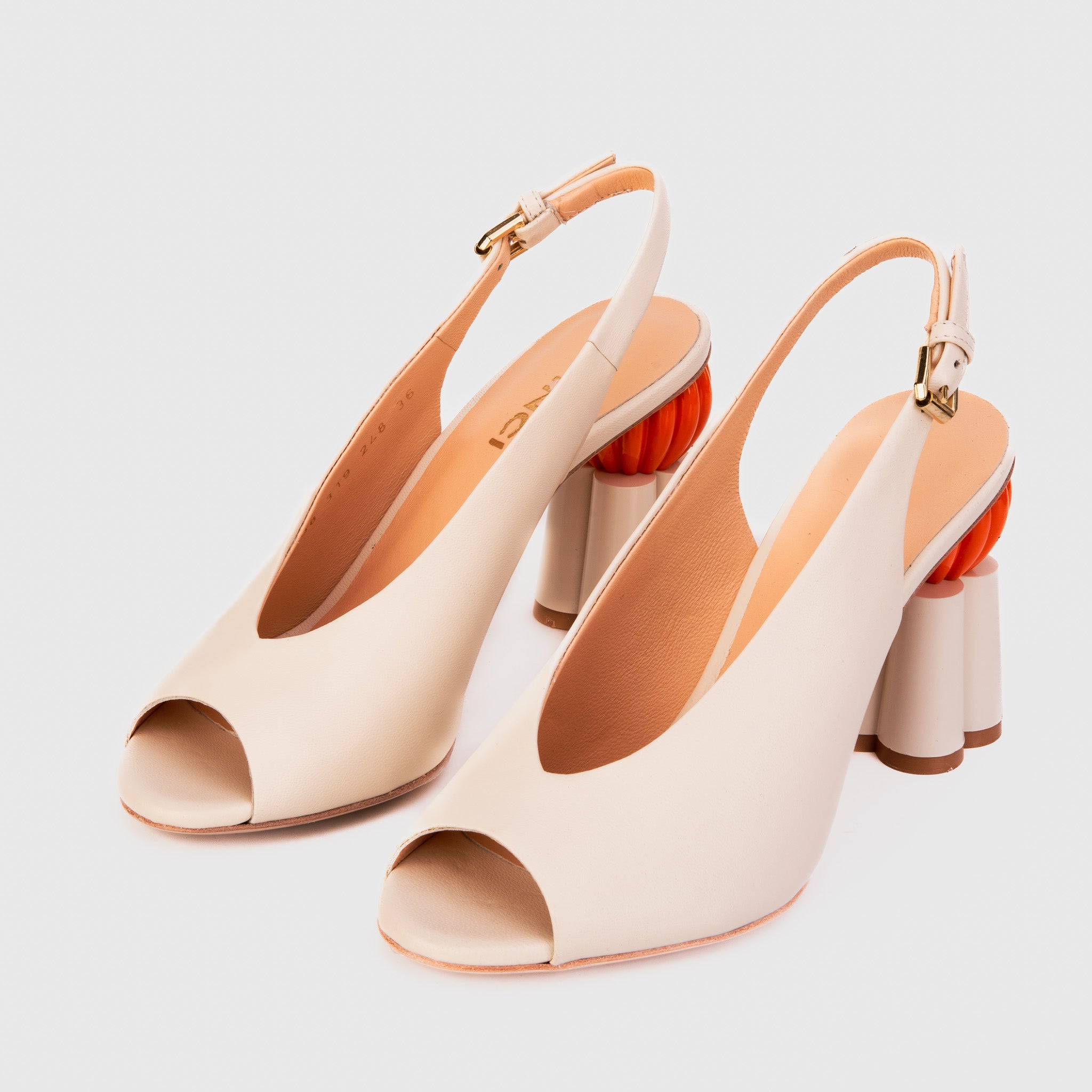 The Cimla Cream Leather Pumpkin Heel Sandal Exclusive Style