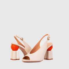 The Cimla Cream Leather Pumpkin Heel Sandal Exclusive Style