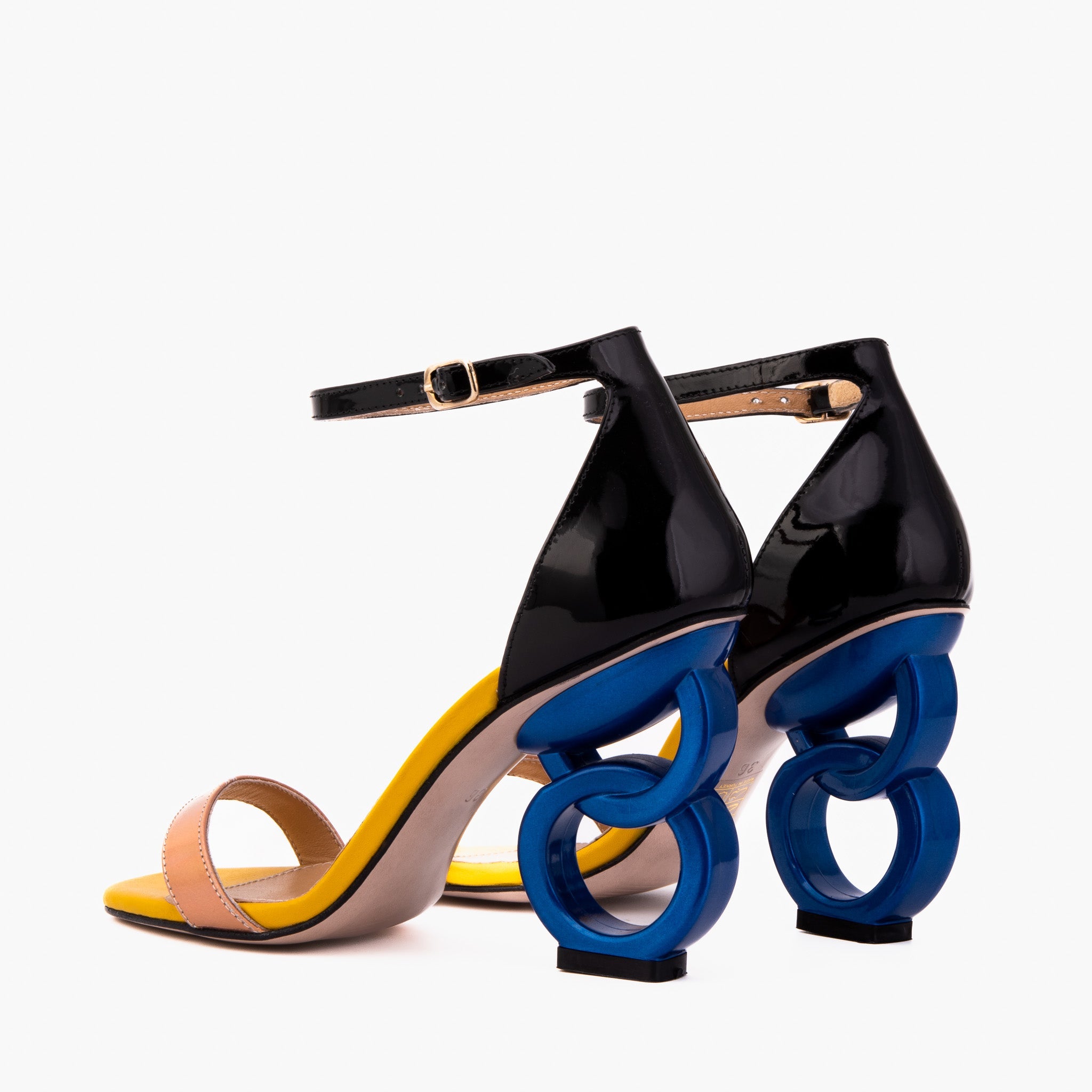 The Helix Heel Rose Gold Leather Sandal For Sale