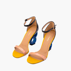 The Helix Heel Rose Gold Leather Sandal For Sale