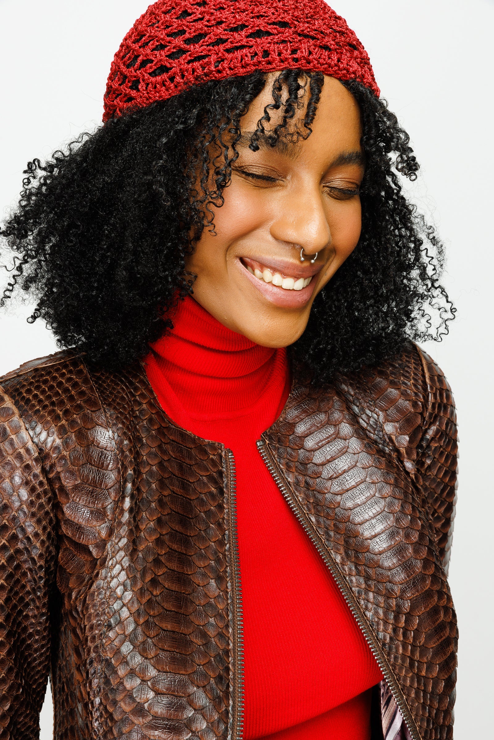 The Mekke Pythn Skin Brown Leather Jacket Fine Craftsmanship