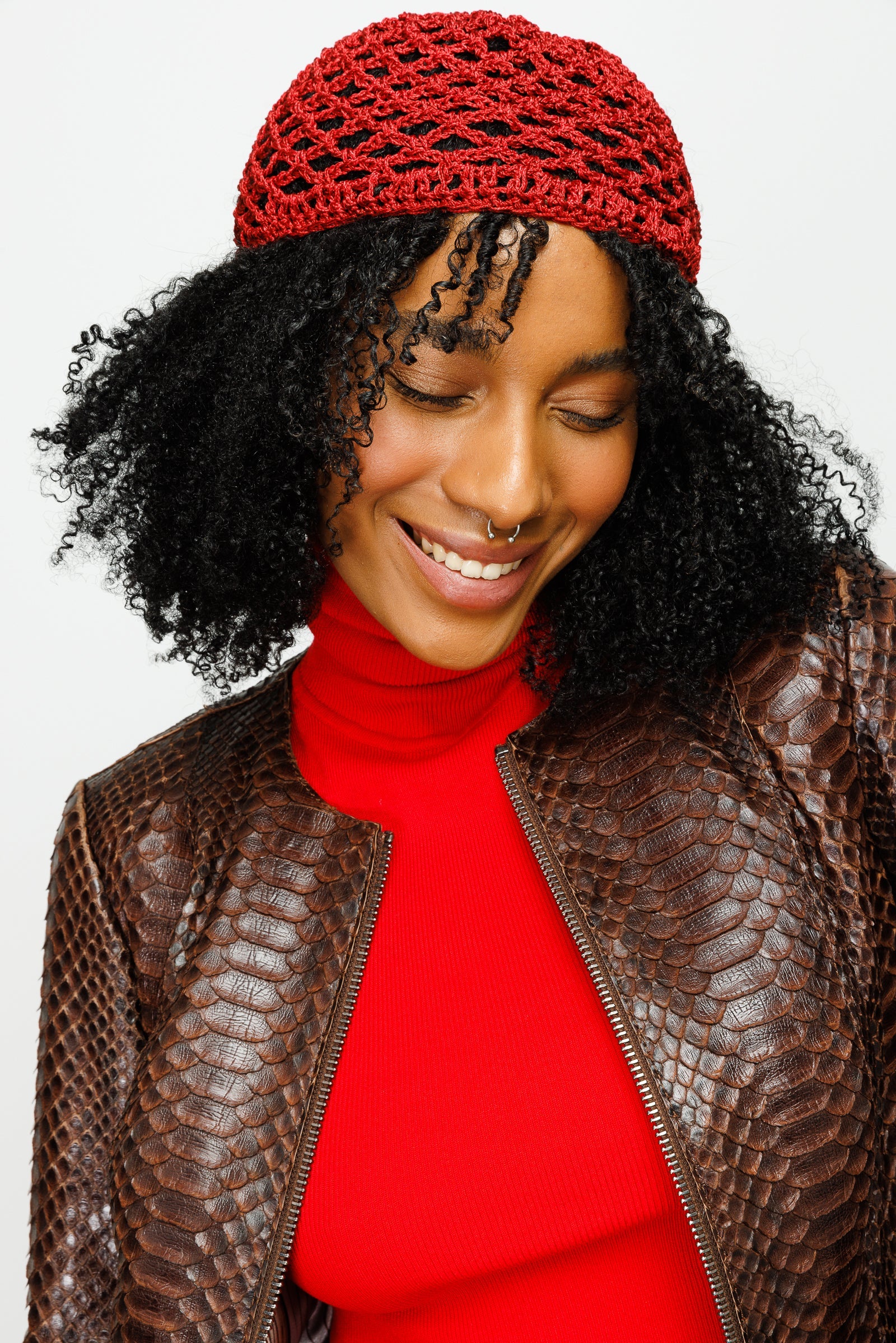 The Mekke Pythn Skin Brown Leather Jacket Fine Craftsmanship