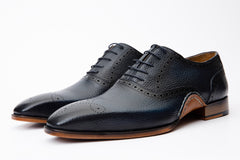 The Draco Handmade Navy Blue Semi Brogue Oxford Shoe Exclusive Style