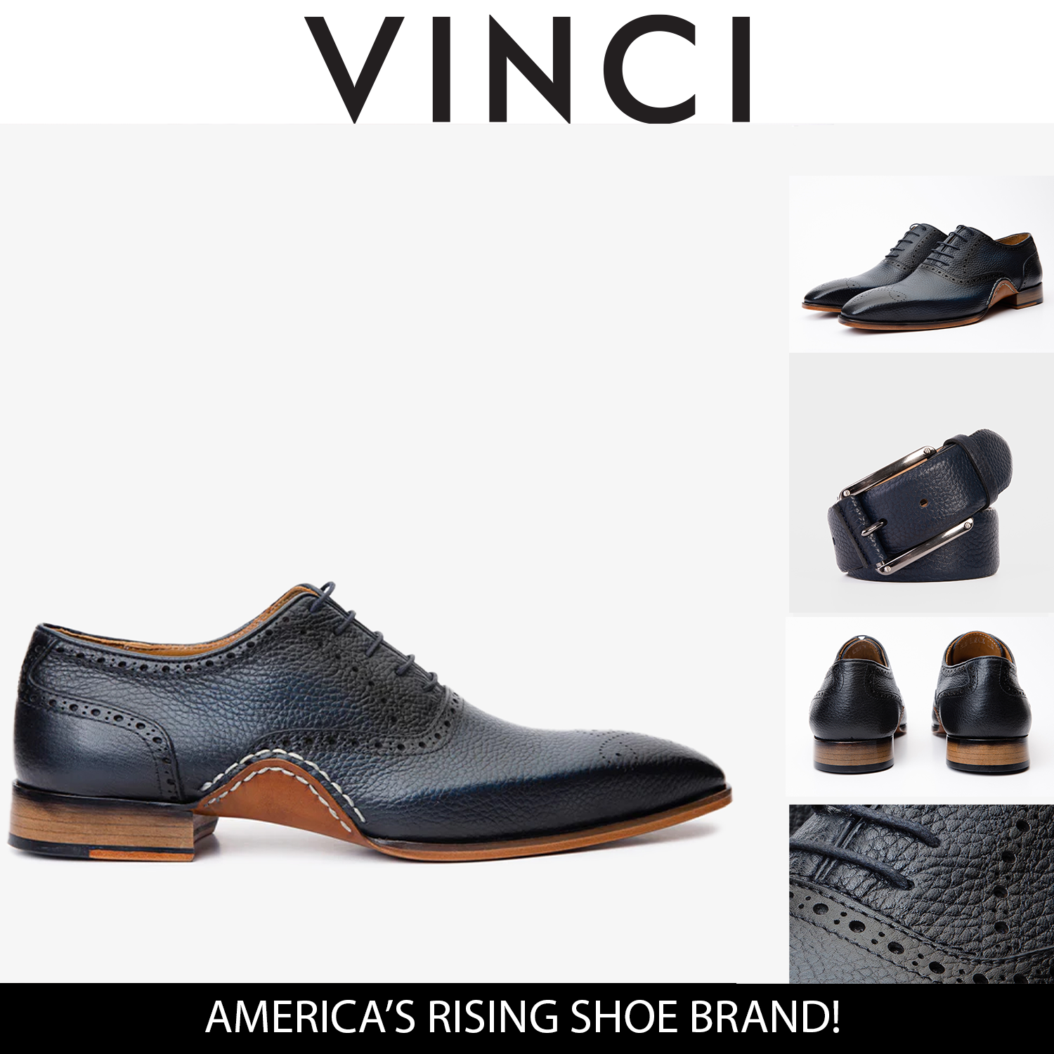 The Draco Handmade Navy Blue Semi Brogue Oxford Shoe Exclusive Style