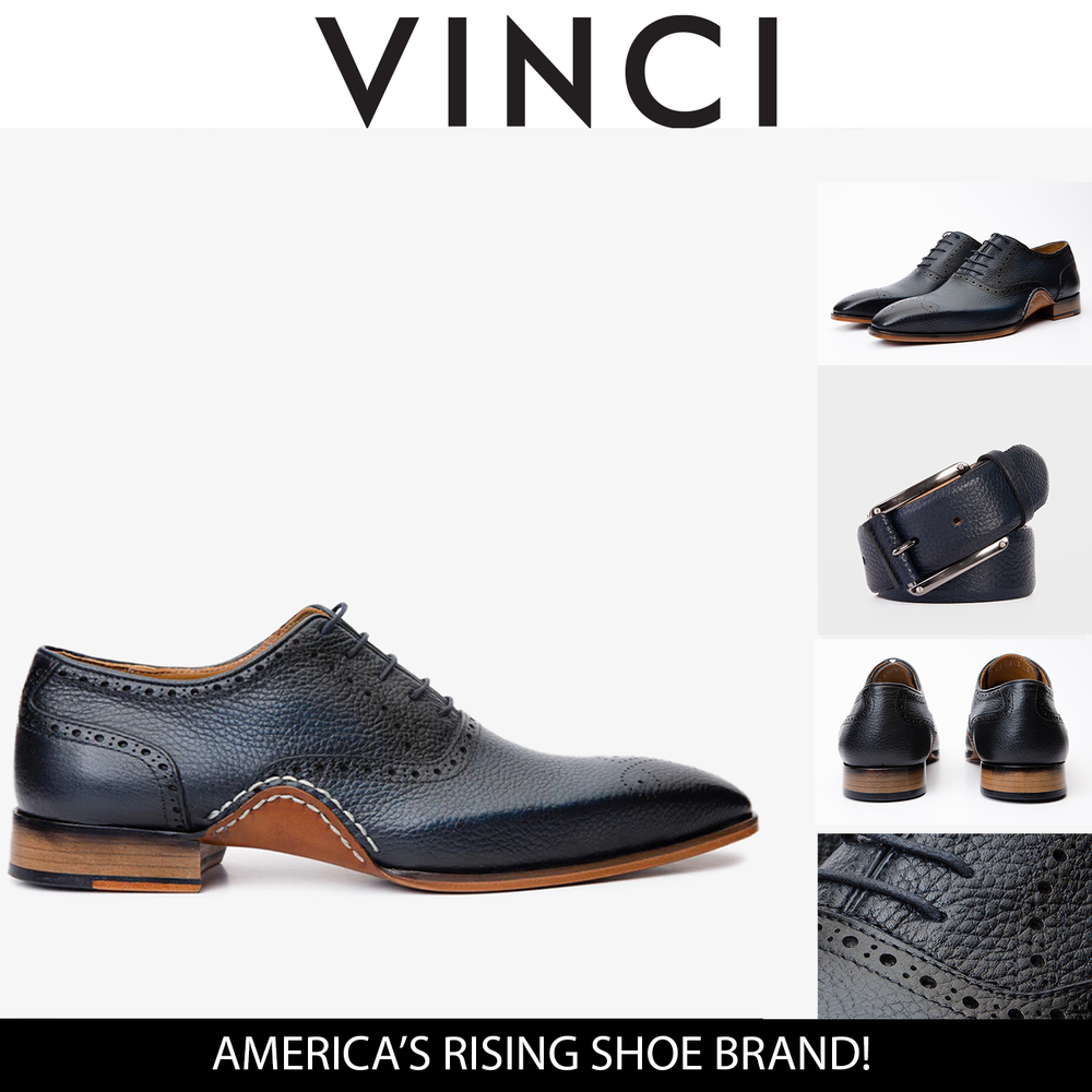 The Draco Handmade Navy Blue Semi Brogue Oxford Shoe Exclusive Style