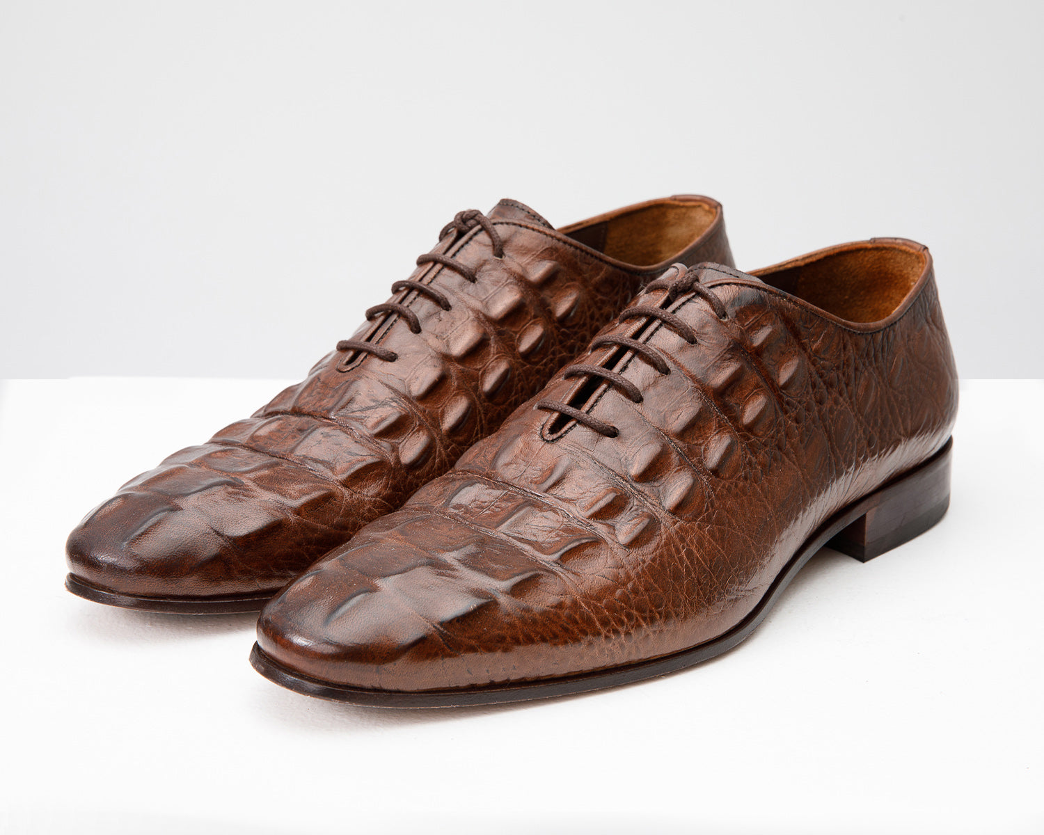 The Randor Brown Crocodile Leather Oxford Shoe On Sale