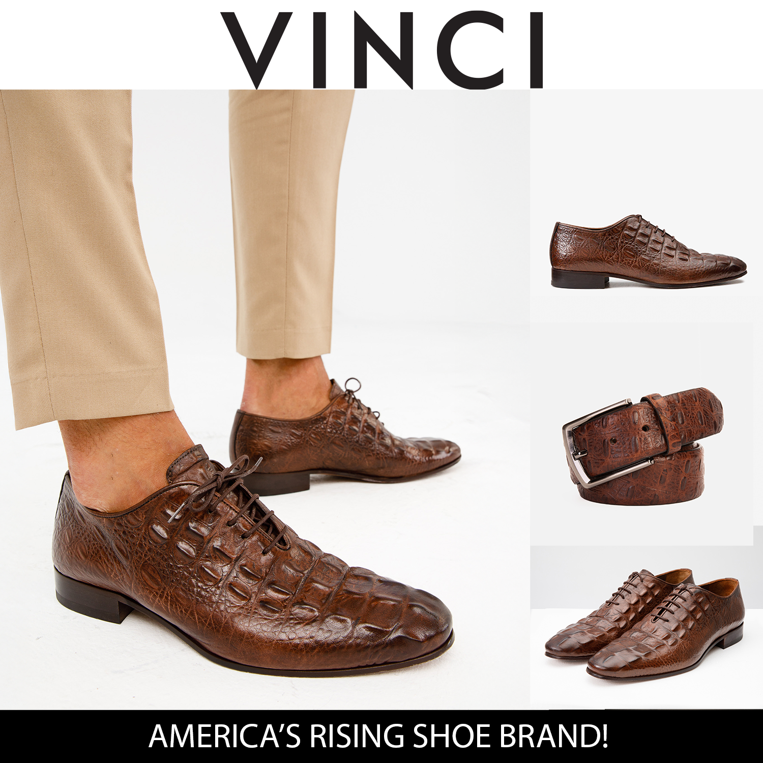 The Randor Brown Crocodile Leather Oxford Shoe On Sale