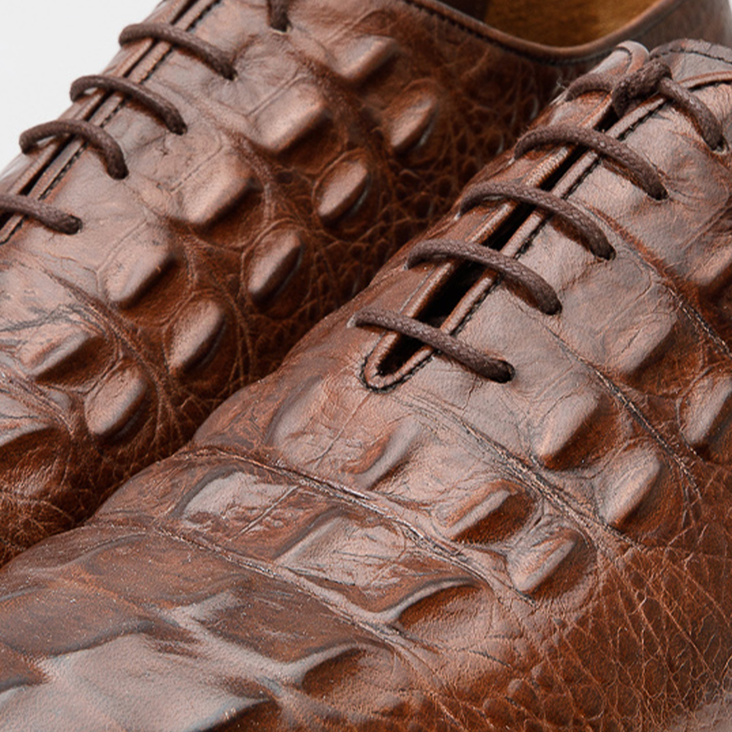 The Randor Brown Crocodile Leather Oxford Shoe On Sale