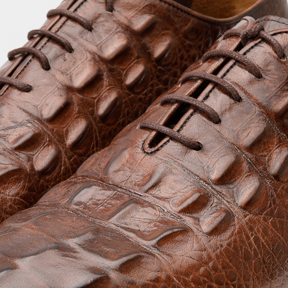 The Randor Brown Crocodile Leather Oxford Shoe On Sale