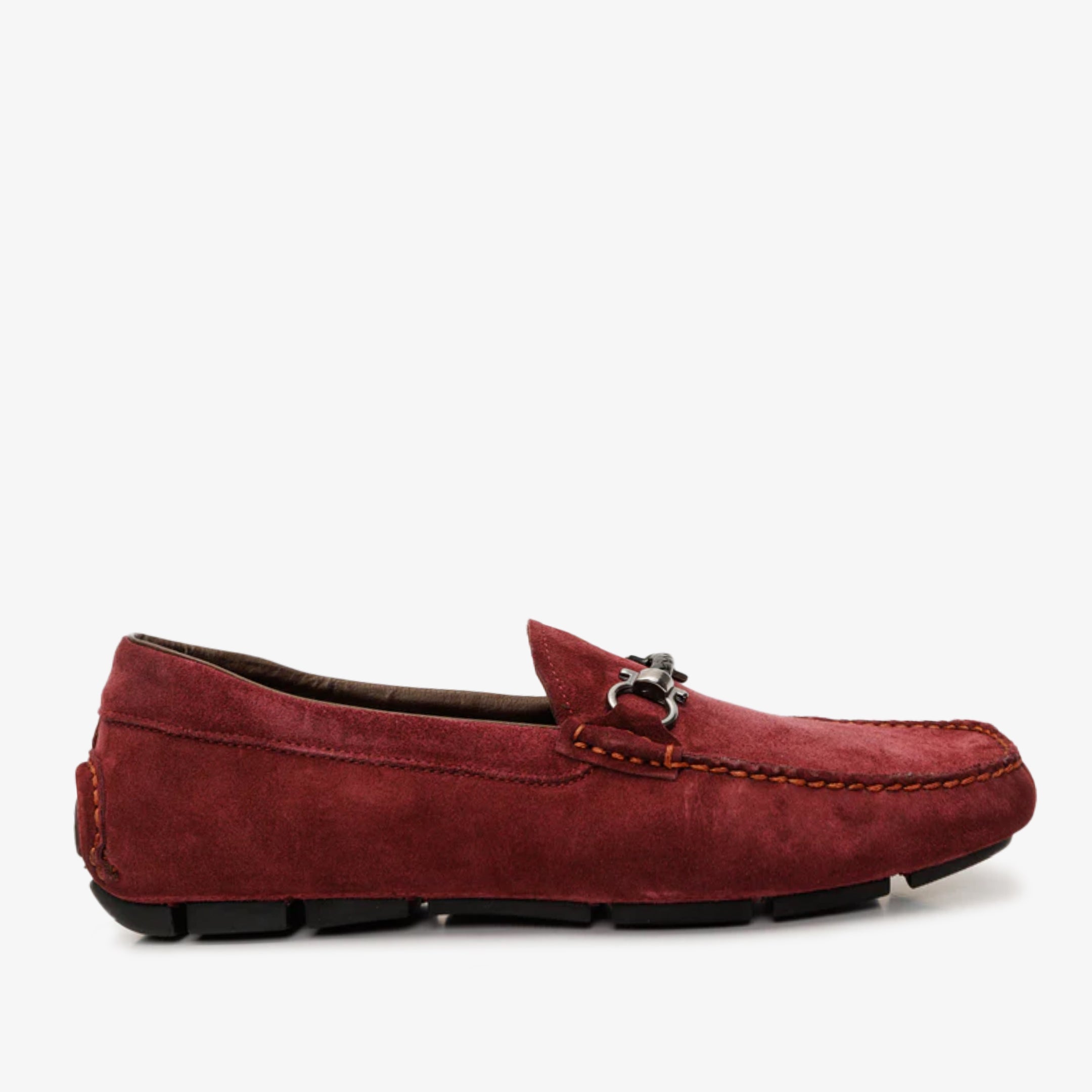 The Bari Burgundy Suede Leather Bit Drive Loafer  Shoe For Sale
