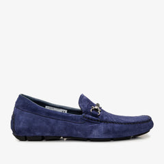 The Bari Navy Blue Suede Leather Bit Drive Loafer Shoe All New