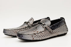 Bologna Black White Bit Drive Loafer Shoe Universal Fit