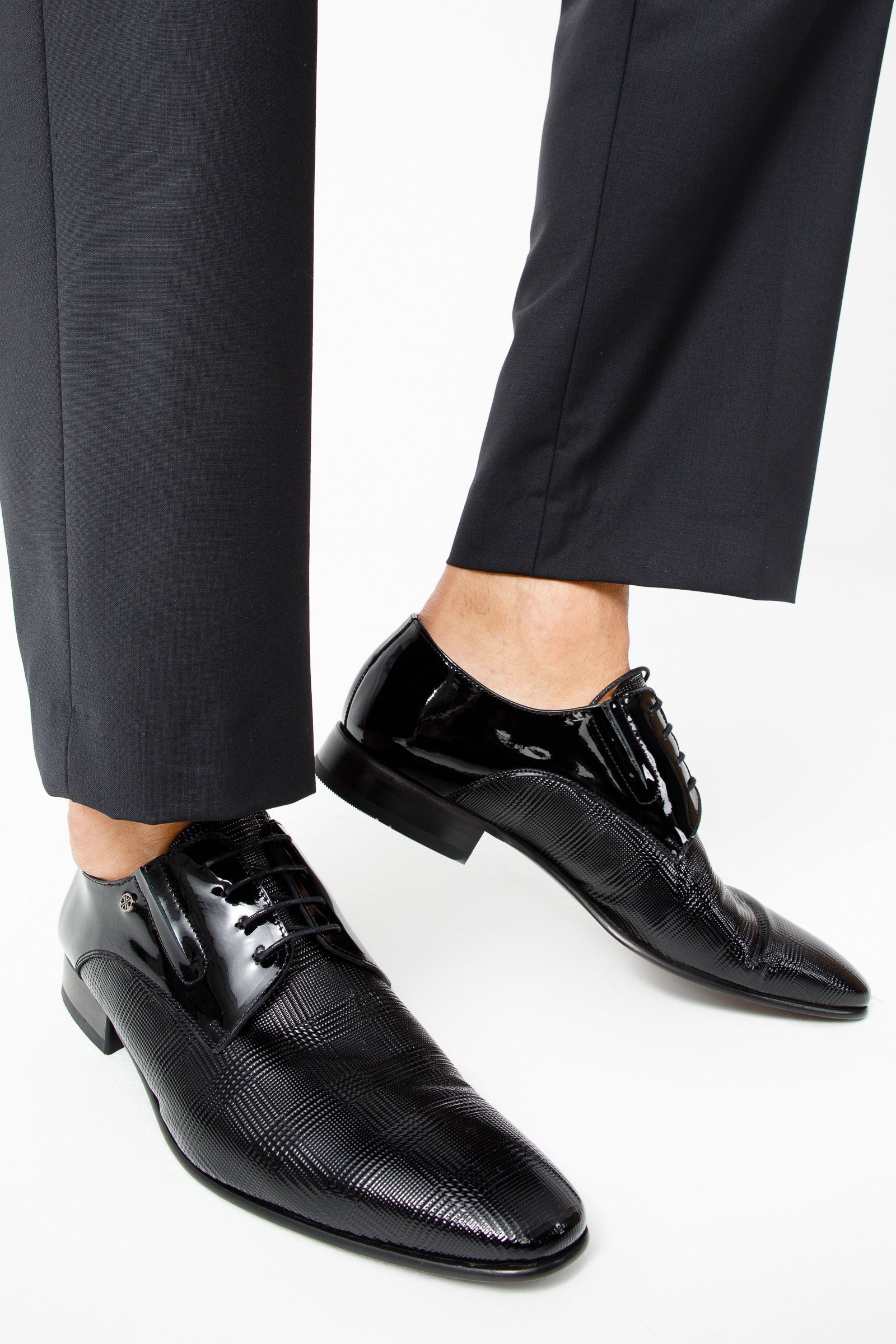 The San Severo Black Patent Leather Derby Shoe On Sale
