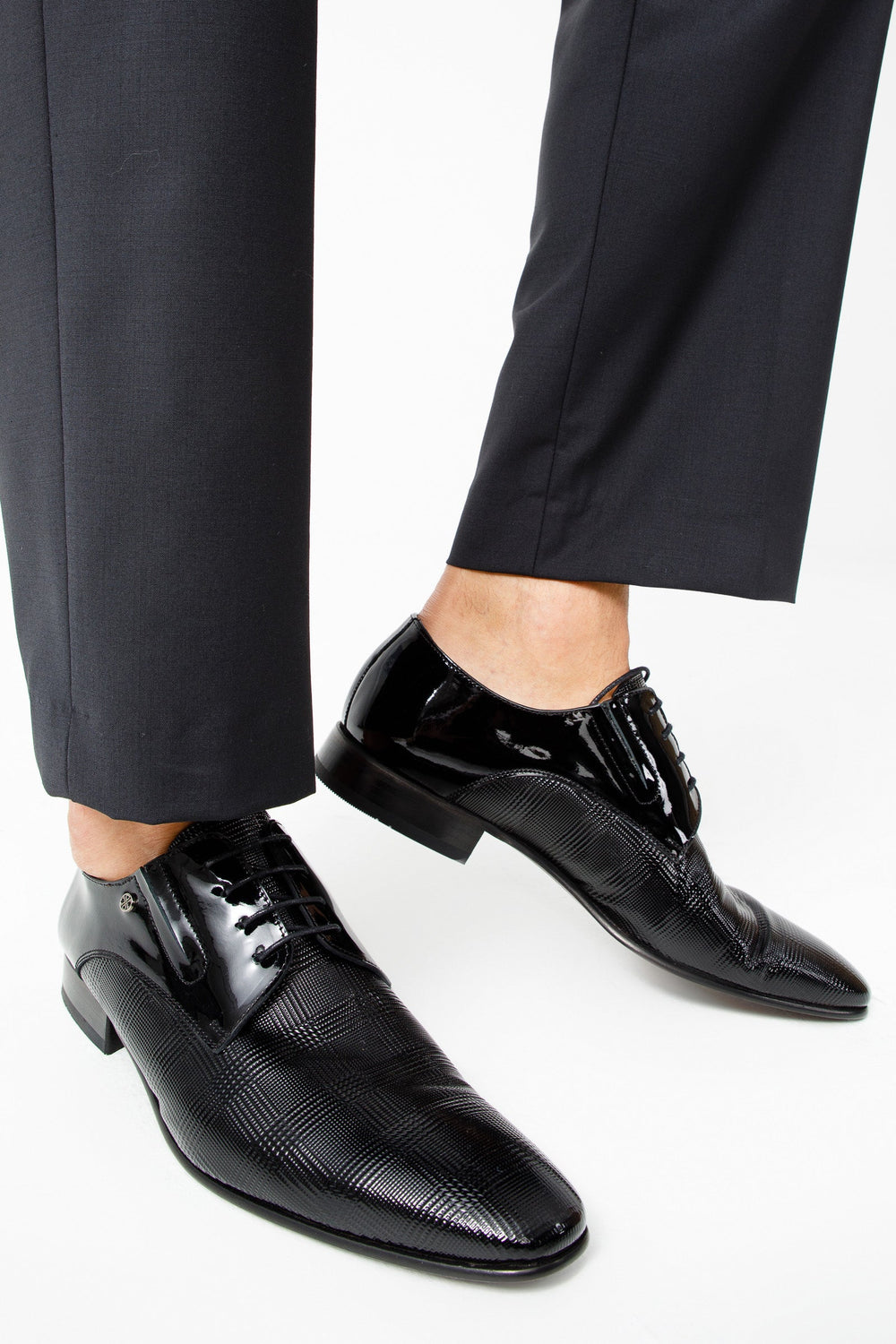 The San Severo Black Patent Leather Derby Shoe On Sale