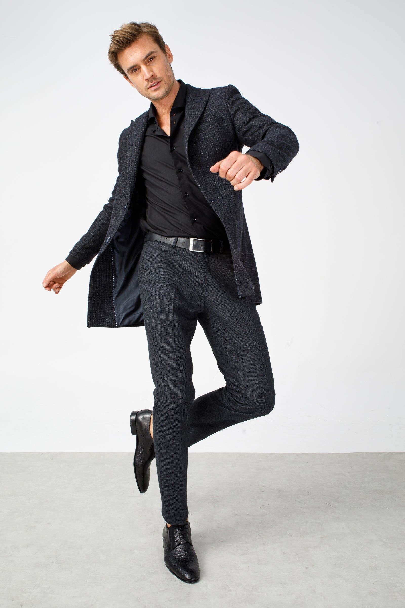 The Porto Alegre Black Leather Derby Shoe For Sale