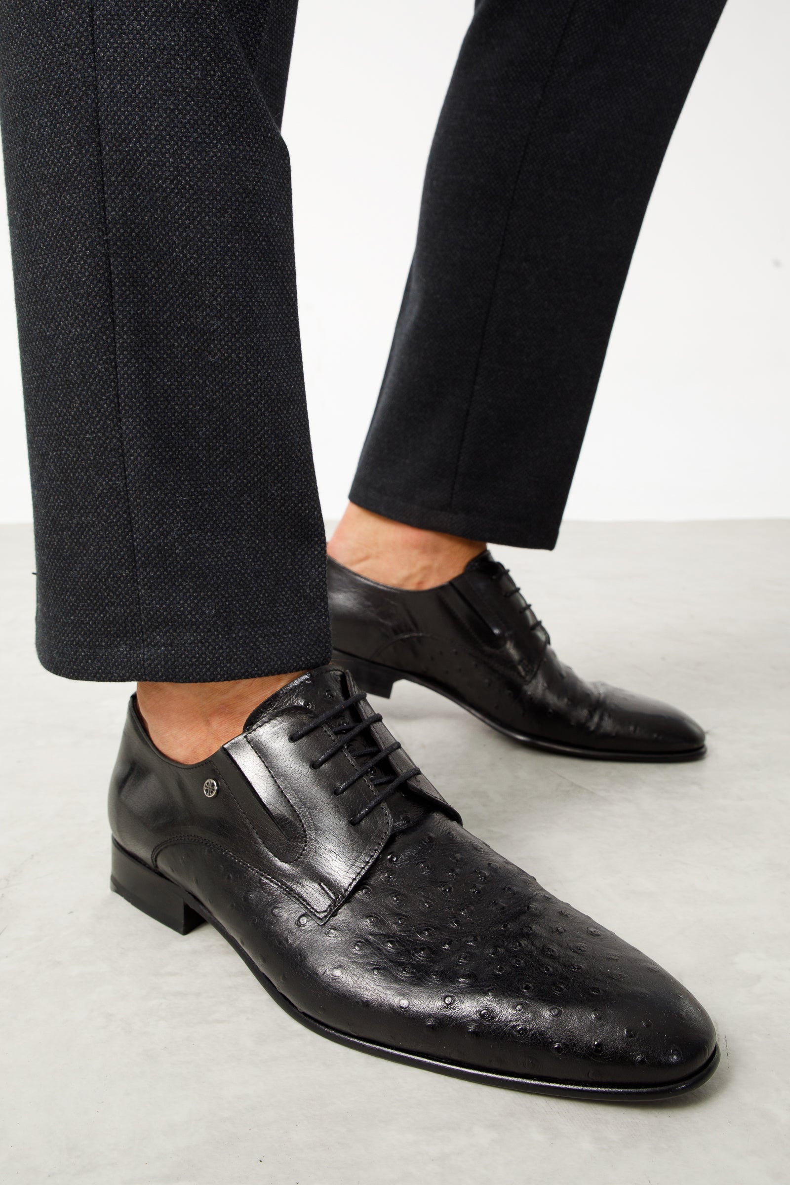 The Porto Alegre Black Leather Derby Shoe For Sale
