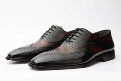The Dicle Black\/Burgundy Wingtip Semi Brogue Derby Shoe All New