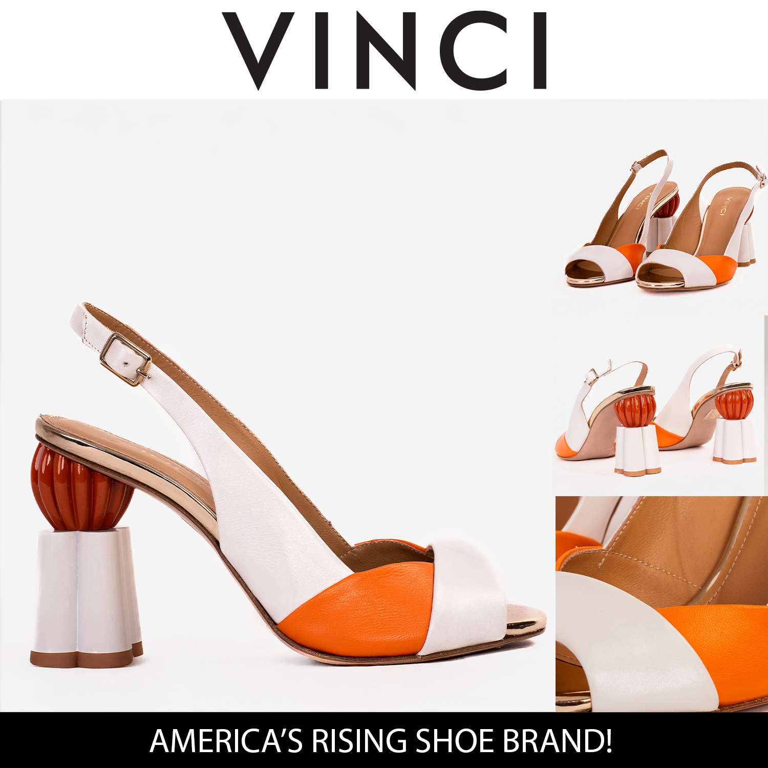 The Rize White Leather Pumpkin Heel Sandal Exclusive Style