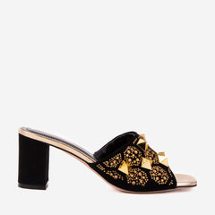 The Chantilly Black Glitter Leather Sandal All New