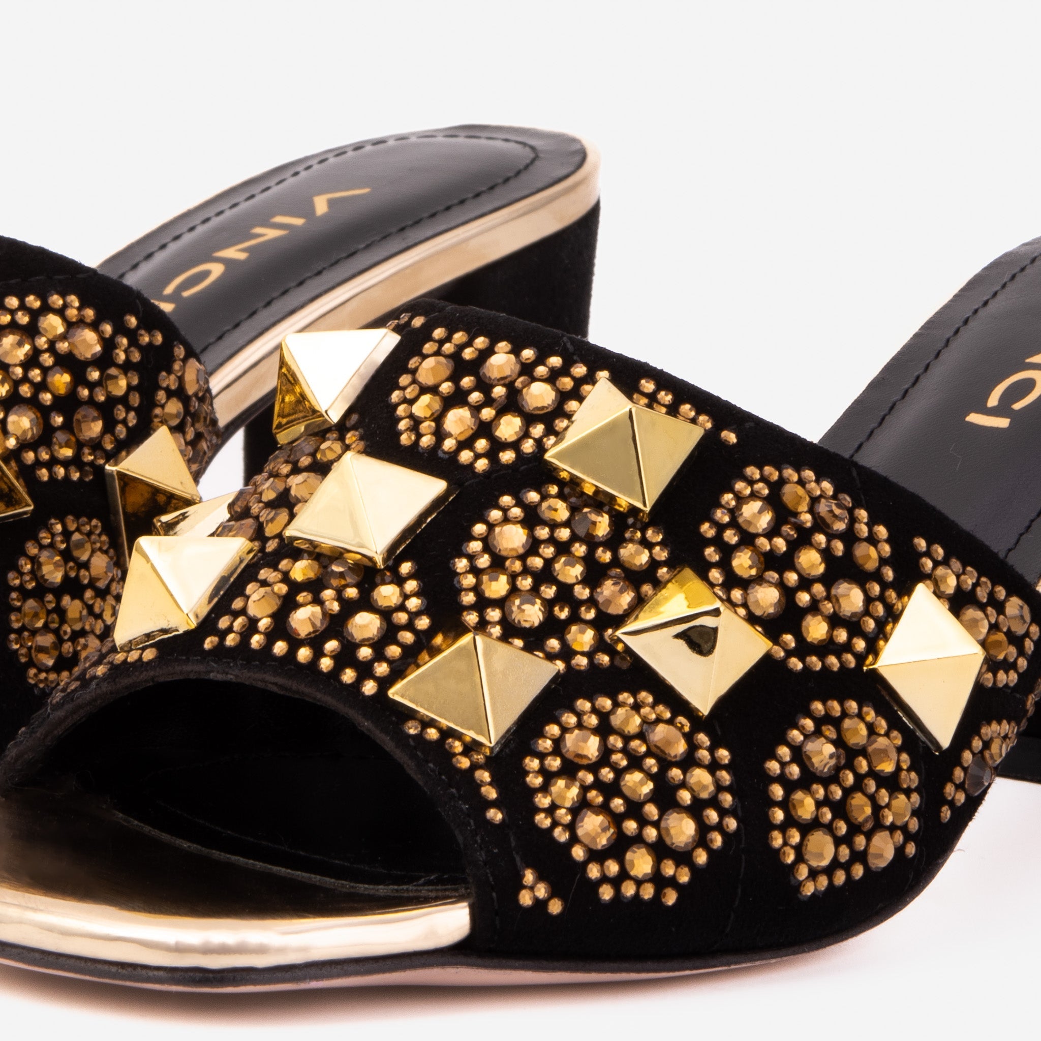 The Chantilly Black Glitter Leather Sandal All New