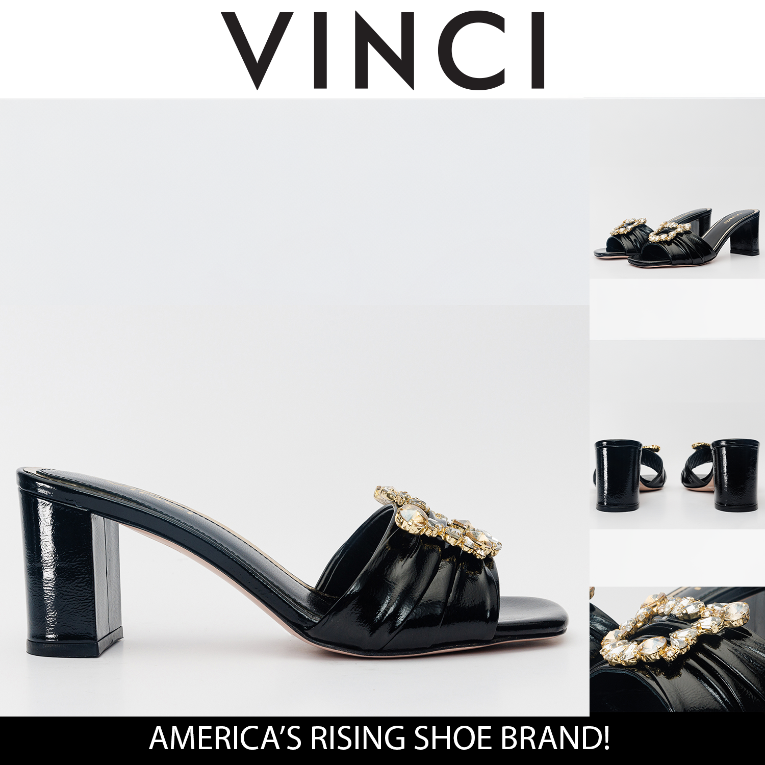 The Micro Black Leather Sandal Universal Fit