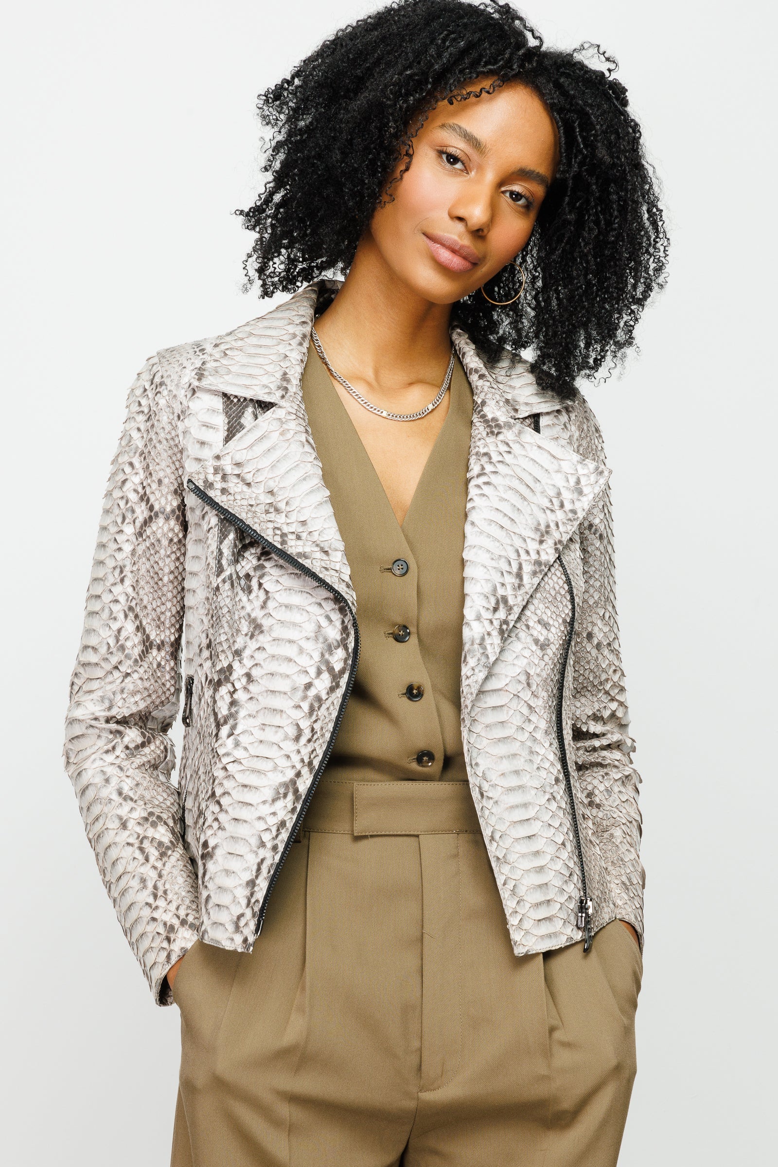 The Queen Pythn Leather Naturel Color Skin Jacket For Sale