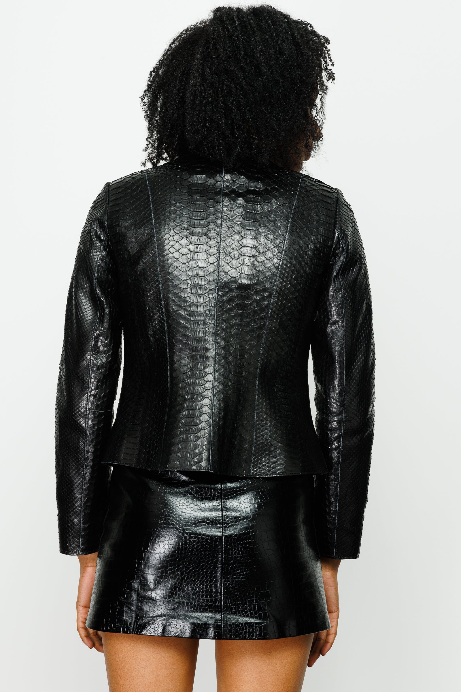 The Mekke Pythn Skin Black Leather Jacket All New