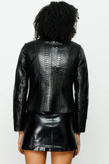 The Mekke Pythn Skin Black Leather Jacket All New