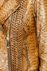 The Nayro Pythn Tan Leather Jacket Universal Fit