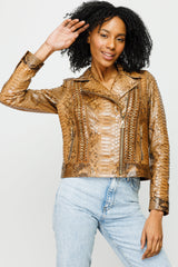 The Nayro Pythn Tan Leather Jacket Universal Fit