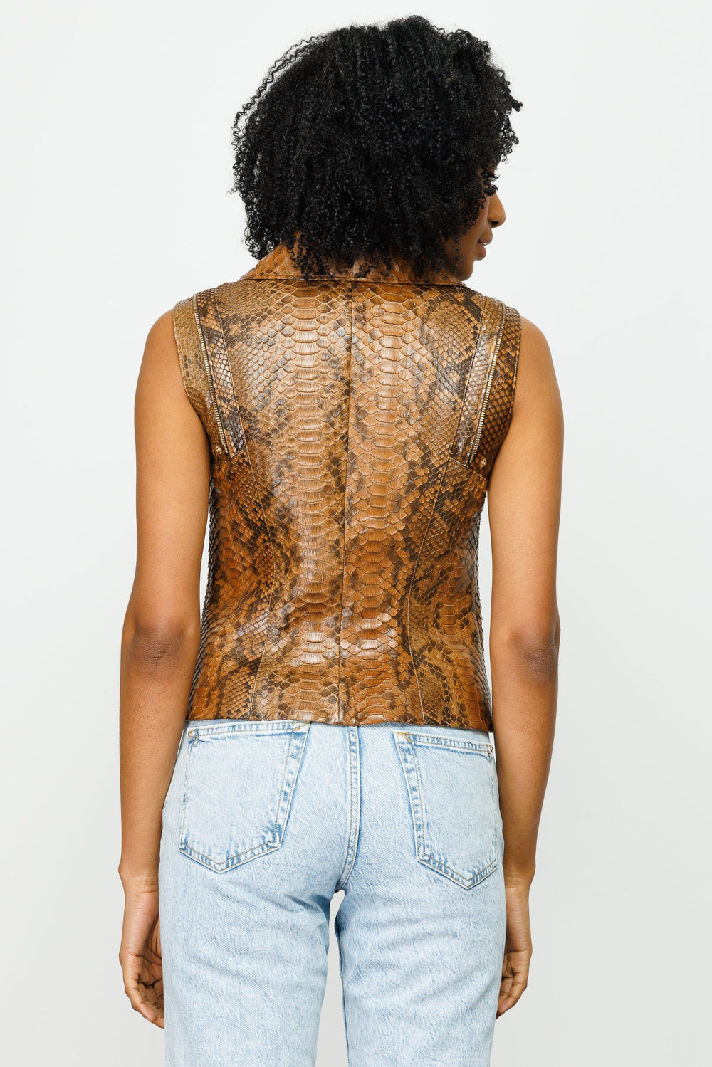 The Queen Pythn Skin Tan Leather Jacket Fine Craftsmanship