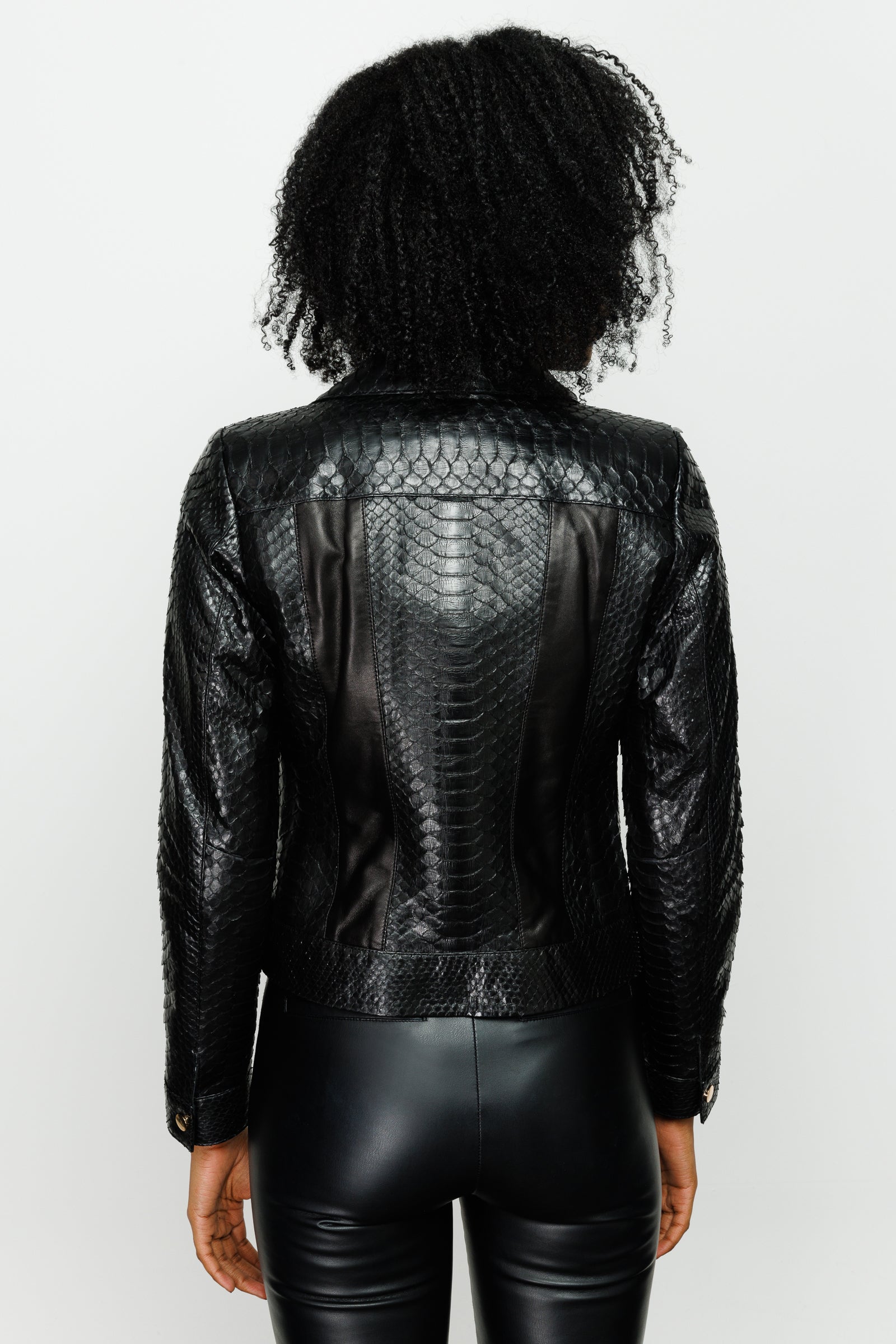 The Nayro Pythn Black Leather Jacket Exclusive Style