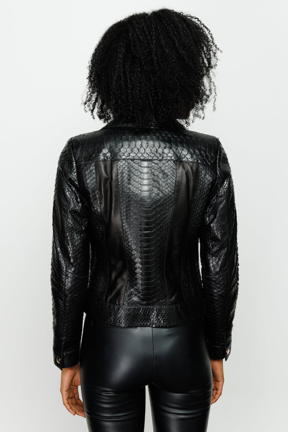 The Nayro Pythn Black Leather Jacket Exclusive Style