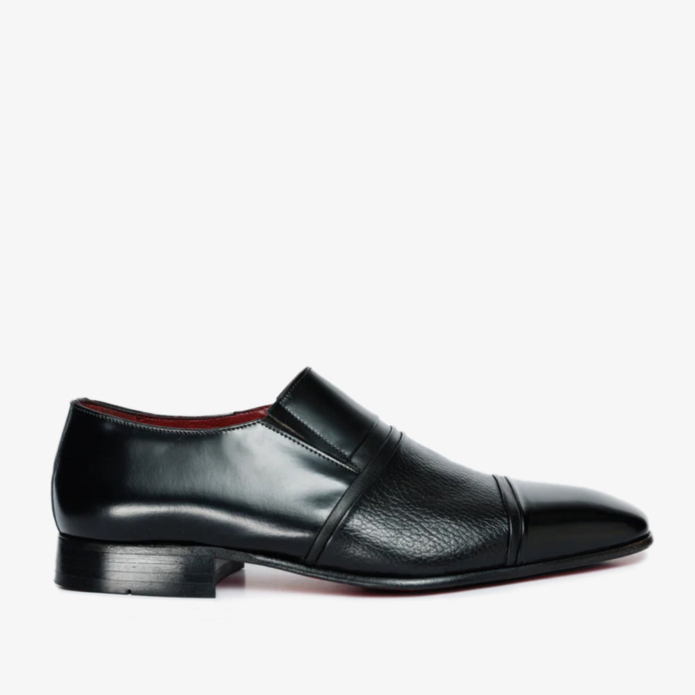 The Everest Black Leather Cap Toe Dress Loafer Shoe For Sale