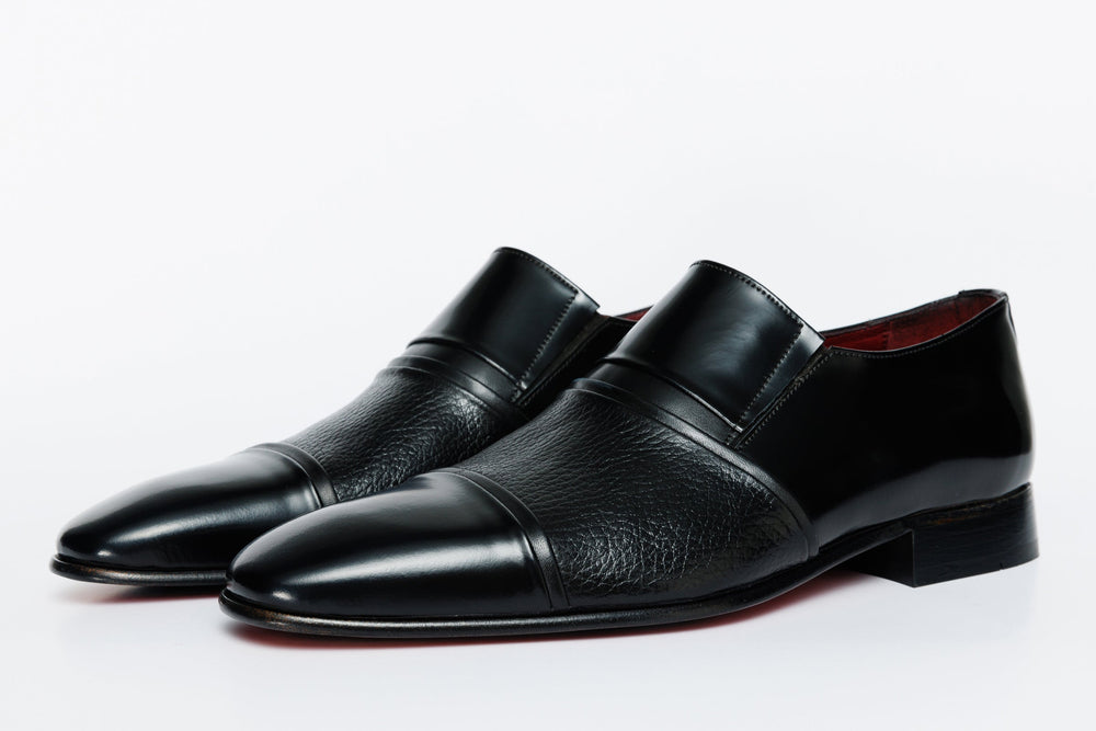 The Everest Black Leather Cap Toe Dress Loafer Shoe For Sale