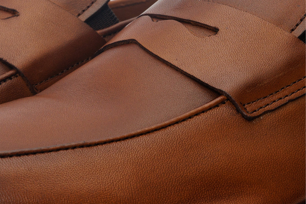 The Marinka Tan Leather Shoe Penny Loafer Shoe Universal Fit
