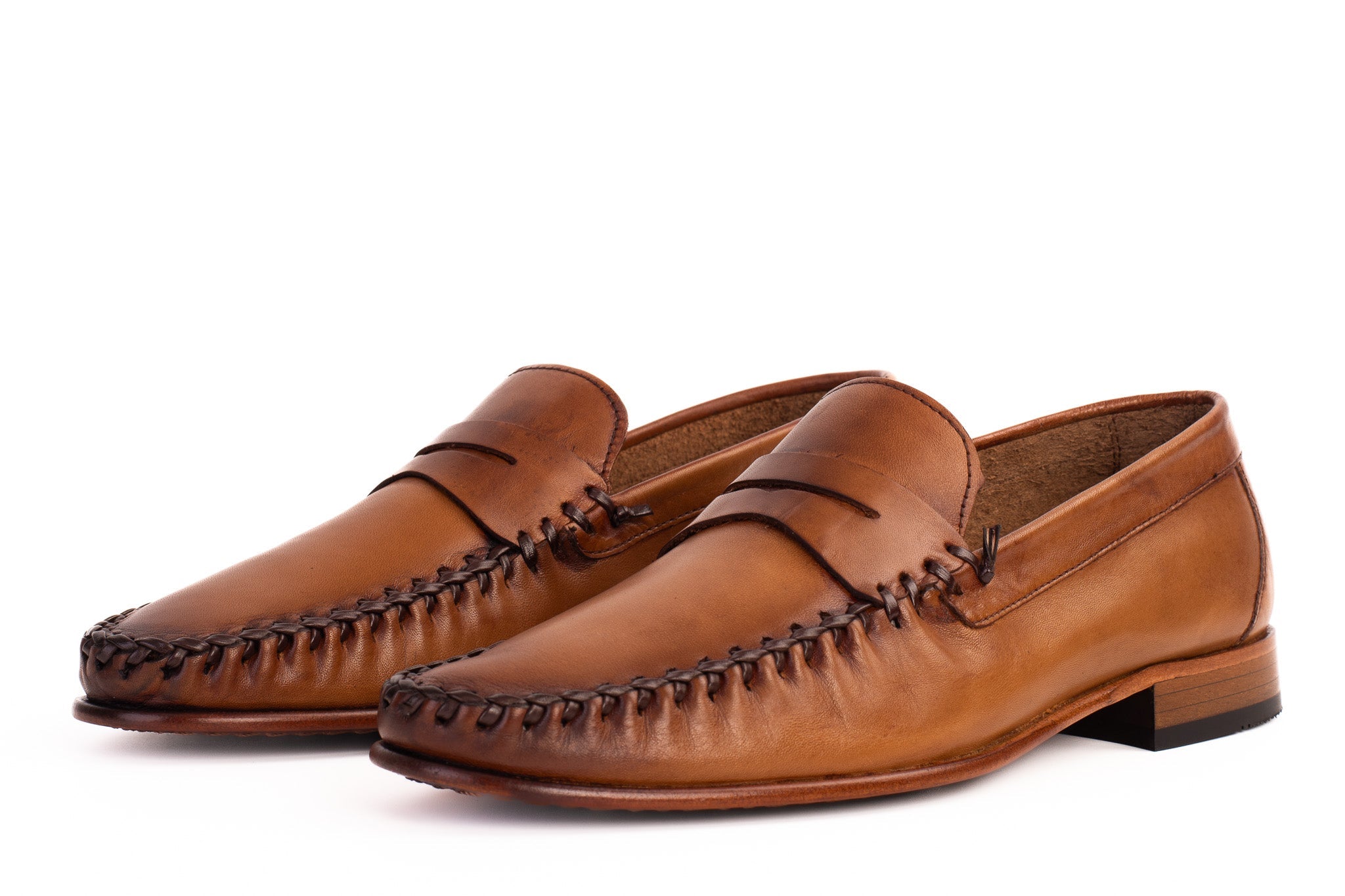 The Eregli Tan Leather Penny Loafer Shoe On Sale