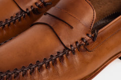 The Eregli Tan Leather Penny Loafer Shoe On Sale
