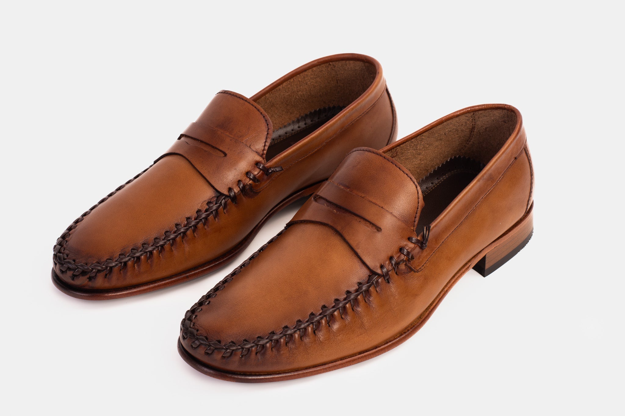 The Eregli Tan Leather Penny Loafer Shoe On Sale