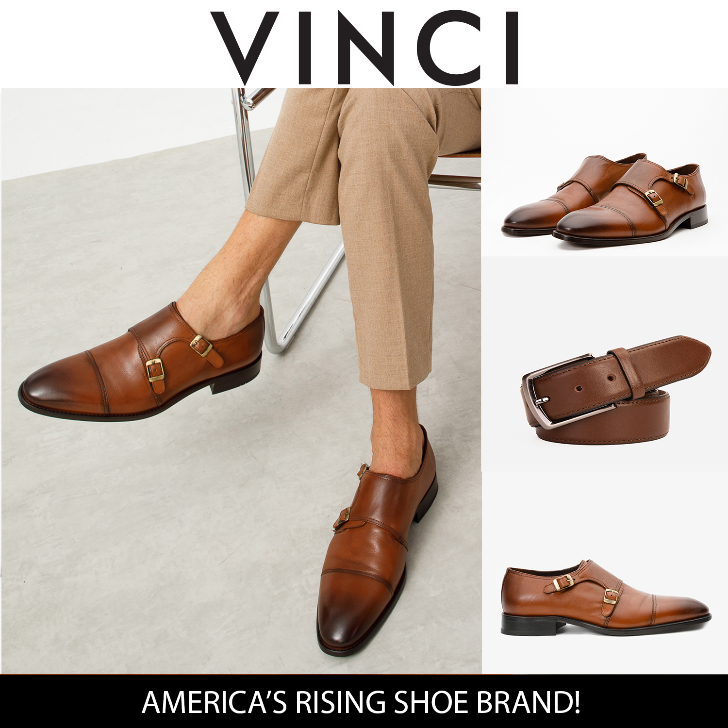 The Essen Brown Cap Toe Double Monk Strap Shoe For Sale