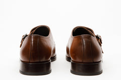 The Essen Brown Cap Toe Double Monk Strap Shoe For Sale
