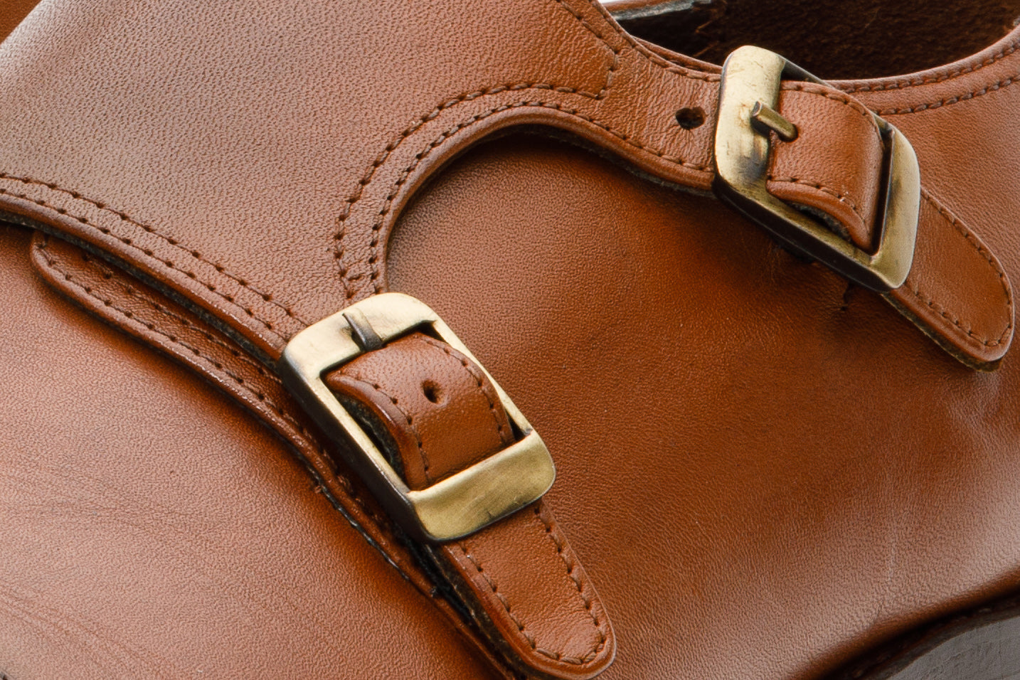 The Essen Brown Cap Toe Double Monk Strap Shoe For Sale