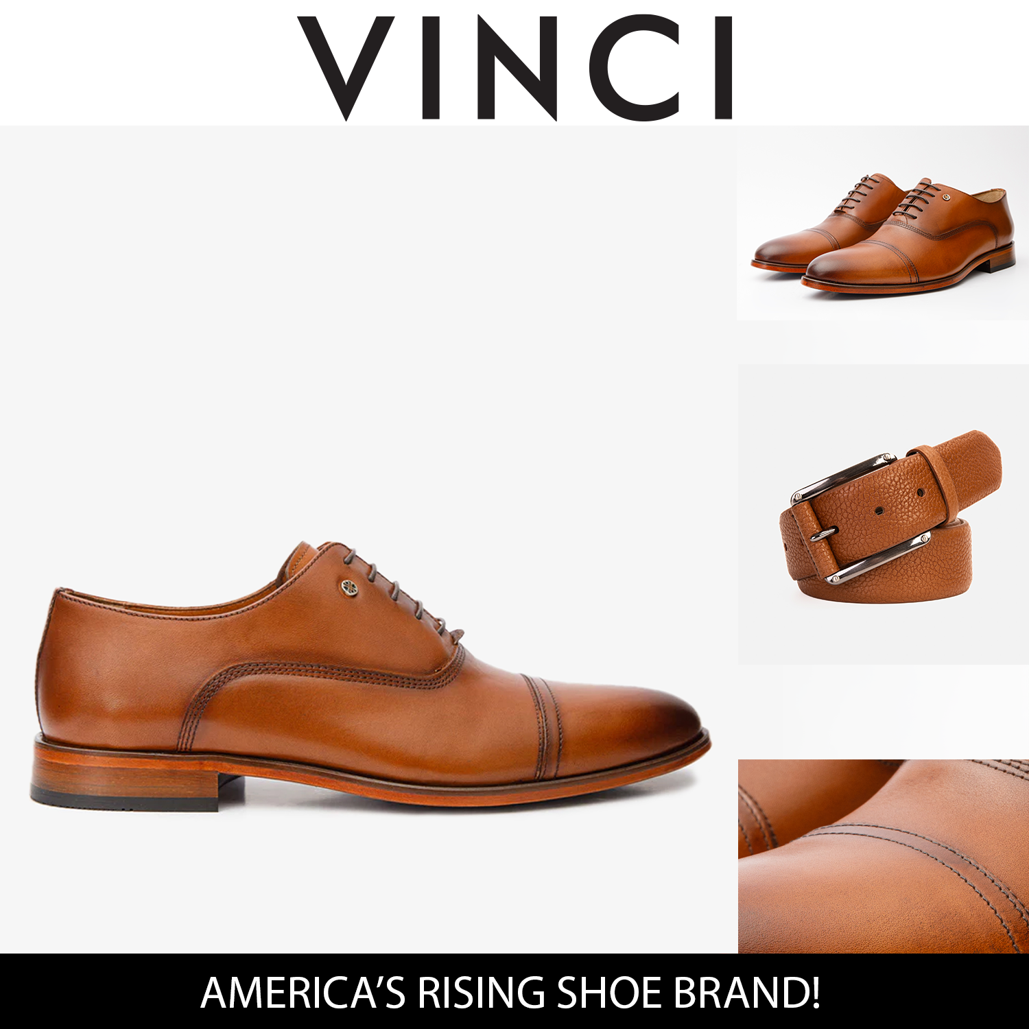 The Gambaha Tan Leather Quarter Brogue Cap Toe Oxford Shoe On Sale