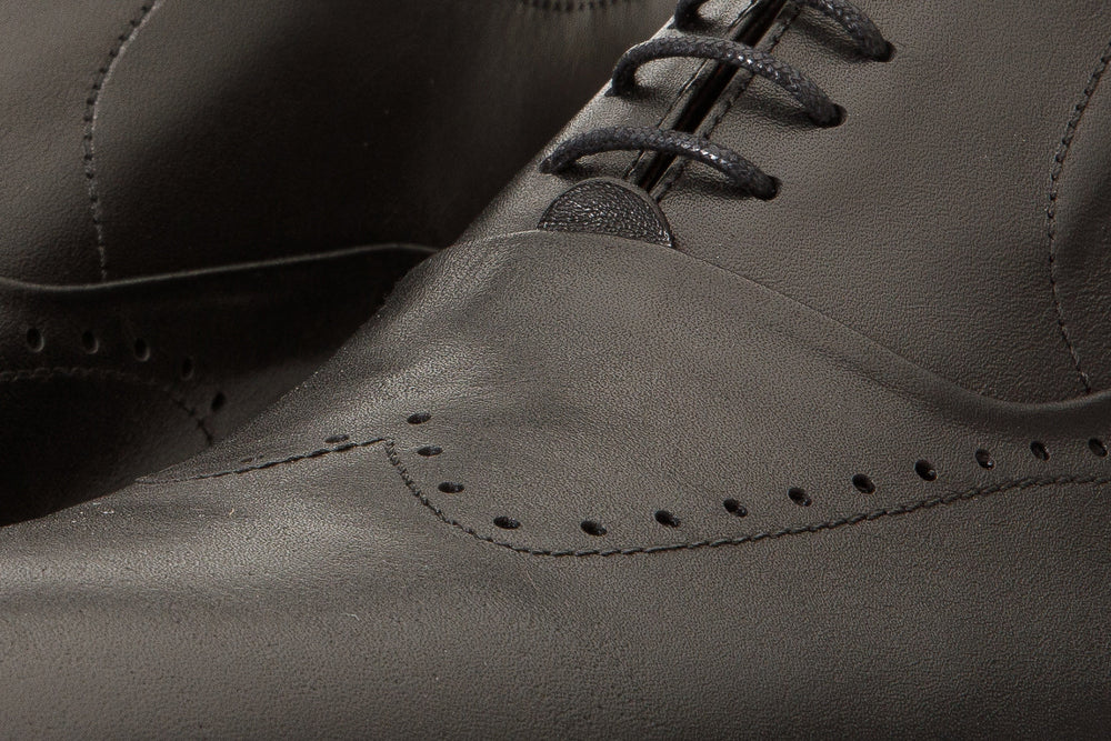 The Roma Black Leather Wingtip Oxford Shoe For Sale