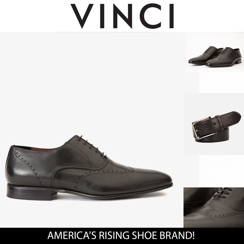 The Roma Black Leather Wingtip Oxford Shoe For Sale